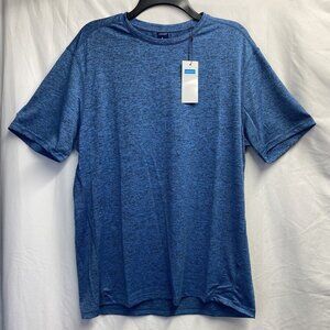 LEDING Workout Running Crew Neck T-Shirt Men Large Blue Dry-Fit Short Sleeve New